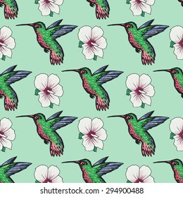 sample of seamless background with hummingbird