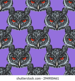 sample of seamless background with owl