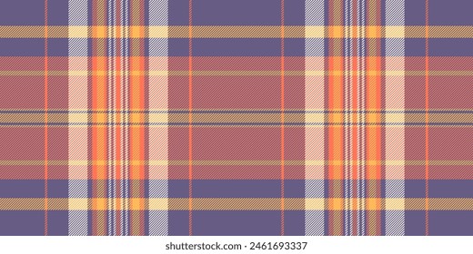 Muestra a cuadros sin costuras, desgaste textura de tela escocesa. Tela de Vector de fondo de patrón británico en color índigo y rojo.