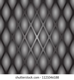 A sample of a seamless texture of a reptile's skin. Convex scales in gray tones with an oval bulge in the center.
