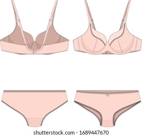 Sample set of underwear from panties and bra pink-powder colour