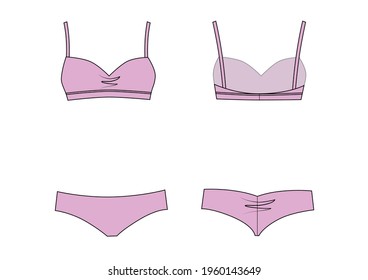 Sample set of underwear from panties and bra pink colour