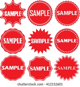 Sample signs set. Sample sticker set,  Vector illustration