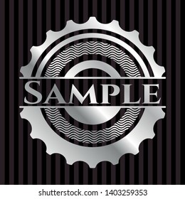 Sample silvery shiny emblem. Vector Illustration. Mosaic.