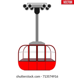 Sample Ski Lift Gondola. Flat design. Ski Resort Equipment for cableway. Vector Illustration isolated on white background.