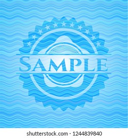 Sample sky blue water wave emblem.