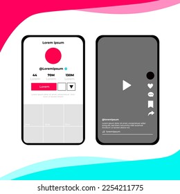 Sample social media app interface on mobile phone showing shared video content  design  screen social media template  spotify Notification smart phone whatsapp message