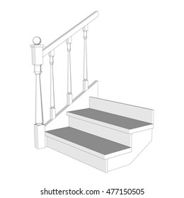 Sample Staircase.  Ladder wooden classic side view. Flat style. Vector illustration on a white background.
