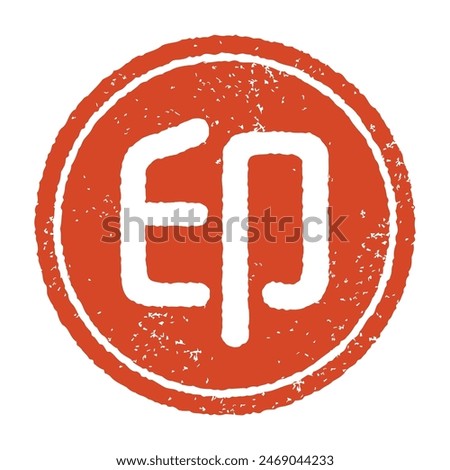 Sample of a stamp with the word “seal” engraved and inked in vermilion. Vector material isolated on white background.