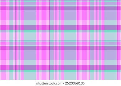 Sample tartan pattern fabric, rich plaid vector check. Old background textile seamless texture in magenta and light colors palette.