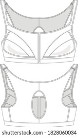 sample technical drawing for a model bra or top for sports ( for example, running or swimming)