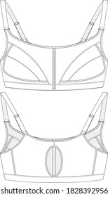 sample technical drawing for a model bra or top for sports ( for example, running or swimming)
(this is a different model of straps)