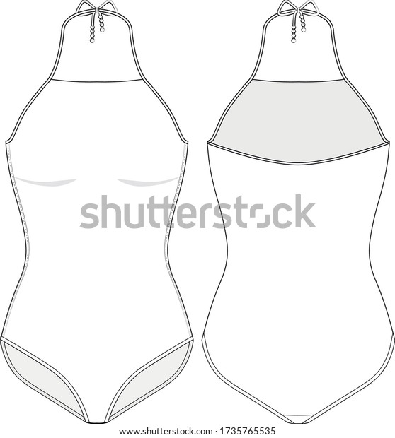 Sample Technical Drawing Sample Onepiece Swimsuit Stock Vector (Royalty ...