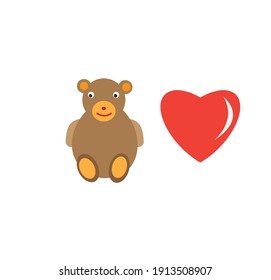 diseño de vectores de señalización de ositos y signos de amor o diseño plano