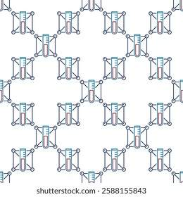 Sample Test Tube with Chemistry Molecule concept outline seamless pattern. Chemical vector linear background