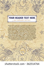 Sample text background in marine style with crabs, jellyfishes, and sea stars