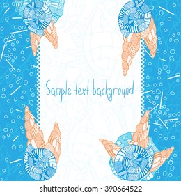 sample text background with seashells and marine elements