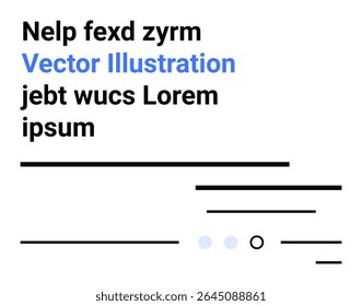 Amostra de blocos de texto com estilos de fonte, linhas horizontais e círculos variados. Ideal para tipografia, minimalismo, web design, design de layout, posicionamento de texto, interfaces de usuário e estética moderna