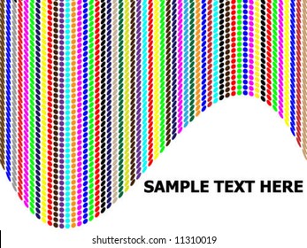 Sample text here with colorful dots