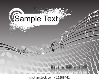 sample text on balck musical background, wallpaper
