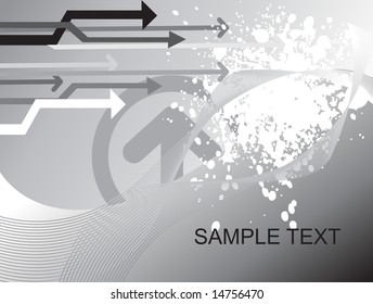 sample text on gray background with arrows and wave elements, wallpaper
