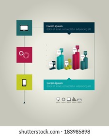 Sample text page with graph and flat icons.