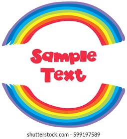 Texto de ejemplo con ilustración de fondo arco iris