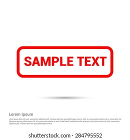 Sample Text red square button isolated on white