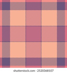 Sample textile tartan fabric, deluxe texture vector pattern. Contour plaid check background seamless in orange and red colors.