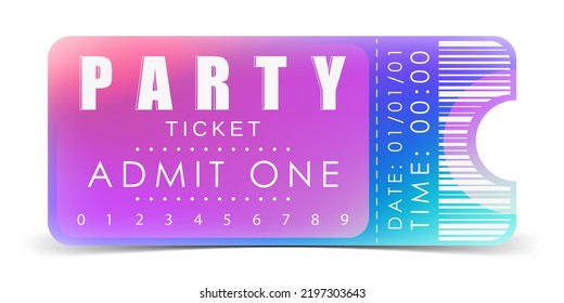 Sample Ticket To Enter The Party. Ticket Design Template. Vector Illustration.