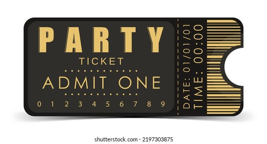 Sample Ticket To Enter The Party. Modern Ticket Card Template. Vector Illustration.