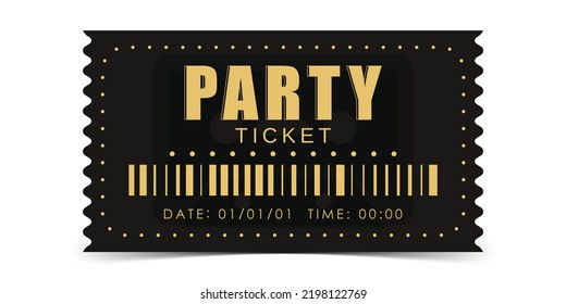 Sample Ticket To Enter The Party. Modern Ticket Card Illustration Template. Vector.