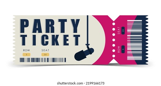 Sample Ticket To Enter The Party. Modern Elegant Ticket Card Illustration Template. Vector.