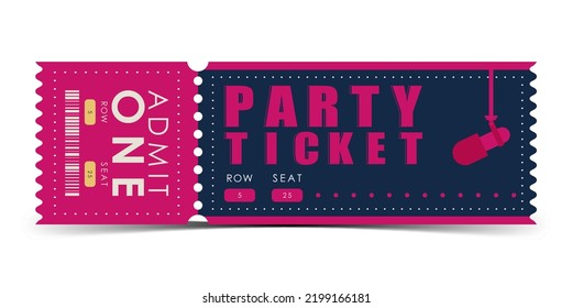 Sample Ticket To Enter The Party. Modern Elegant Ticket Card Illustration Template. Vector Illustration.