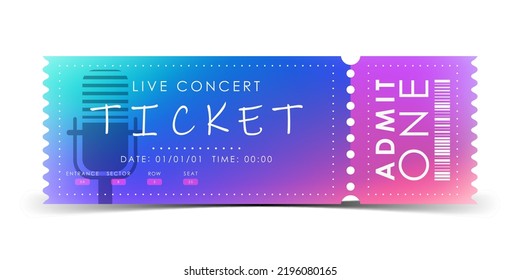 Sample ticket for entry to a musical concert. Ticket design template. Vector.