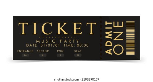 Sample ticket for a musical concert. Modern ticket card illustration template. Vector.