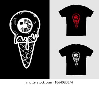 sample t-shirt design with eye ice cream graphic illustration vector