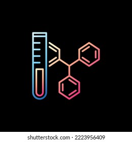 Sample Tube with Chemical Formula vector concept linear colorful icon or sign on dark background