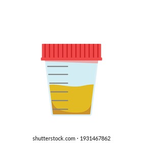 Sample of urine test vector illustration. Containers for analysis full and empty with doping for medical laboratory. 