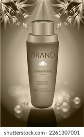Sample vector illustration of cosmetic packaging and background for advertising purposes.