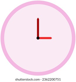 sample wall clack, pink color, time element,  24 hours, vector illumination 