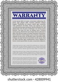 Sample Warranty. Artistry design. Border, frame. With complex linear background. 