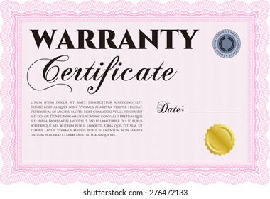 Sample Warranty. With background. Complex frame. Retro design. 