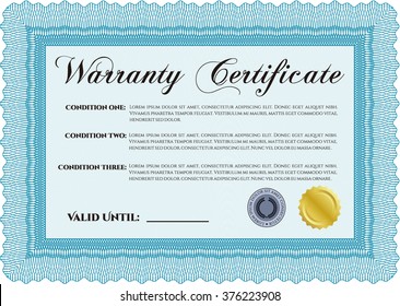 Sample Warranty. Border, frame. With linear background. Beauty design. 