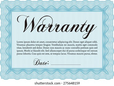 Ejemplo de certificado de garantía. Diseño complejo. Incluye antecedentes. Diseño retro. 