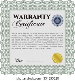 Sample Warranty certificate. Complex frame. With complex background. Very Customizable. 