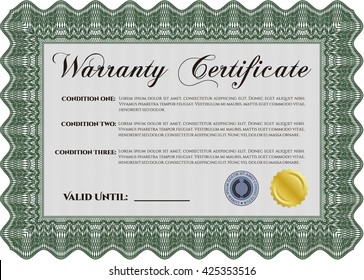 Sample Warranty Certificate Complex Linear Background Stock Vector 