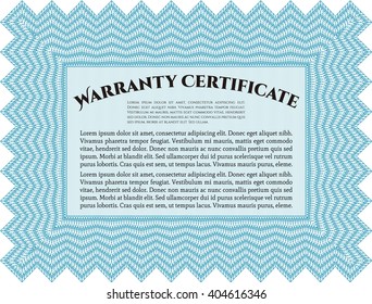 Ejemplo de certificado de garantía. Con patrón de guilloche y fondo. Excelente diseño complejo. Ilustración vectorial. 