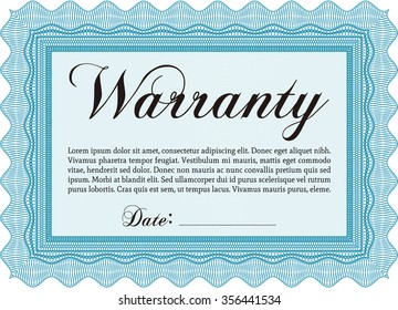Sample Warranty certificate template. With background. Very Detailed. Complex design. 