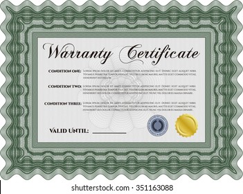 Modelo de certificado de garantía. Fácil de imprimir. Muy personalizable. Diseño de borde complejo.